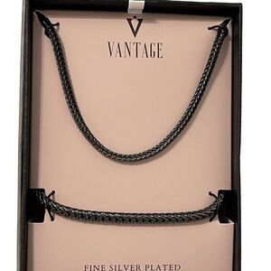 Vantage - Fine Sterling Plated 24” Necklace and 8.5” Bracelet - NIB - Great Gift